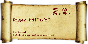 Riger Máté névjegykártya